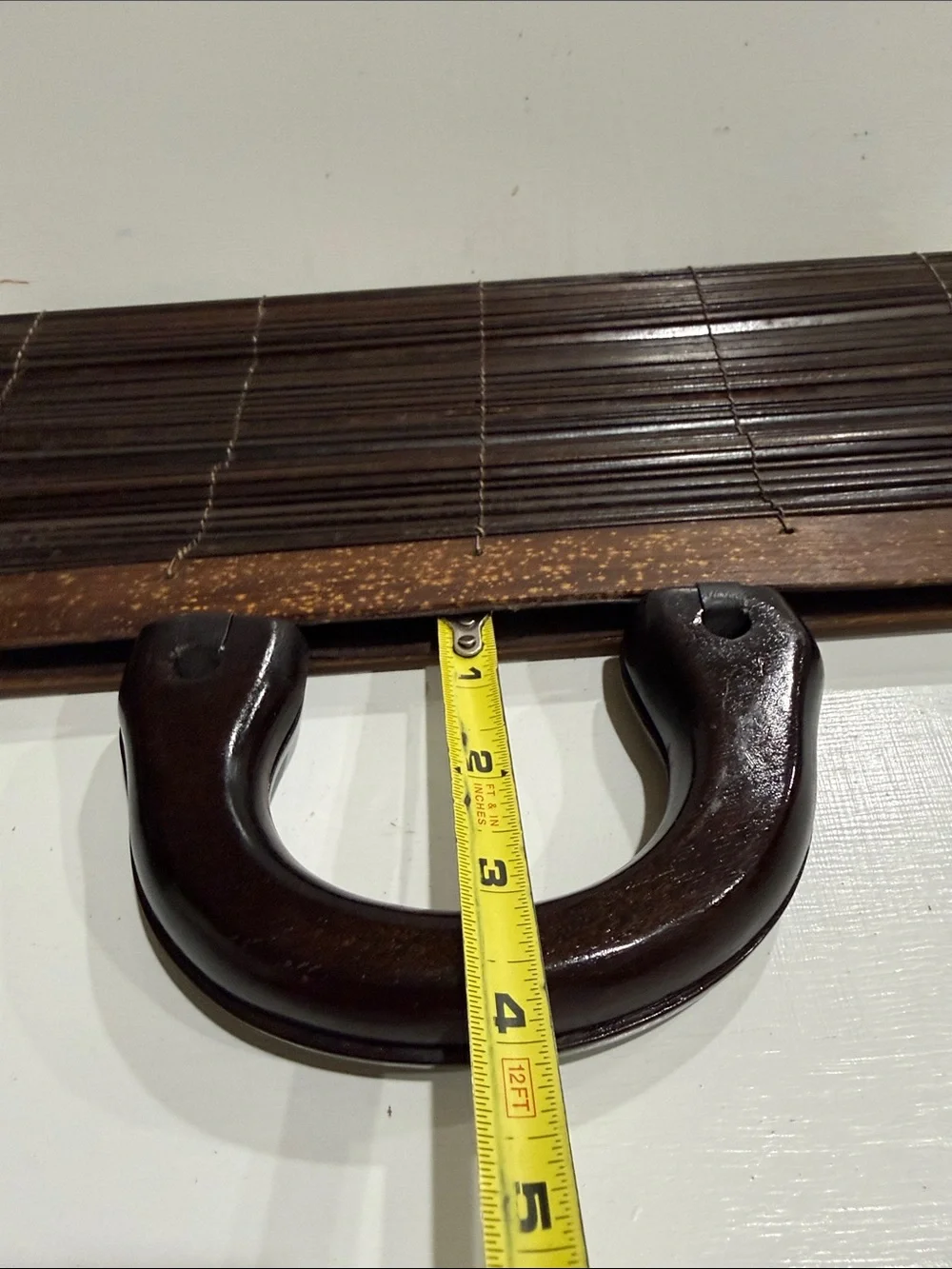 Dark Brown Thin Connected Rolling Bamboo Wood Handle Bag Purse Vintage Unique